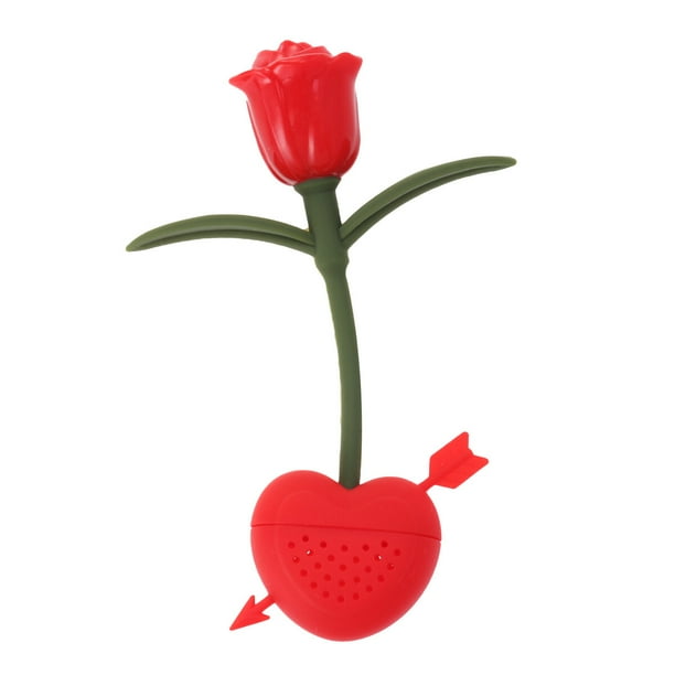 Filtro de té de silicona con forma de rosa, reutilizable, para bolsitas de té, infusor de té de hojas sueltas, accesorio de cocina para el hogar (rojo)