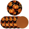 thumbnail image 2 of Pumpkin 6PCS Round Coasters Set, Microfiber Leather Drink Coasters 11x11 cm/4.3x4.3 in - Heat Mats for Home and Kitchen Use, 2 of 6