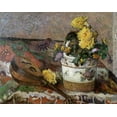 thumbnail image 2 of Gauguin, Paul 14x12 Black Ornate Wood Framed with Double Matting Museum Art Print Titled - Mandolin and Vase of Flowers, 2 of 4