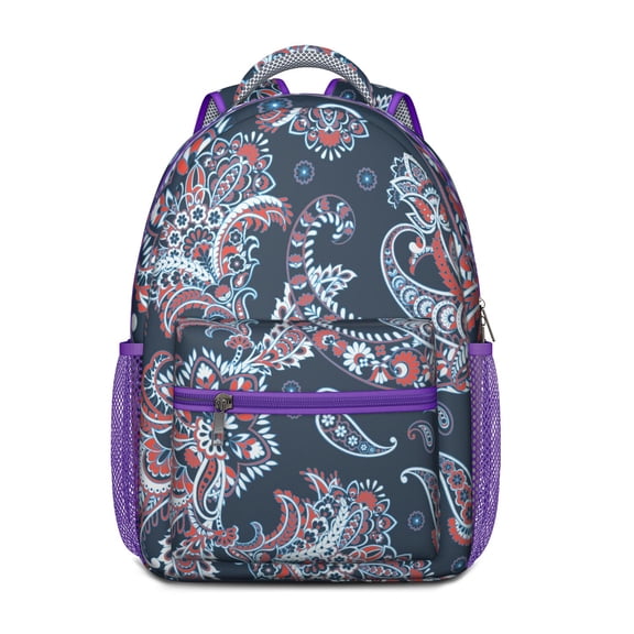 Bohemian Waterproof School Backpack - Ethnic Floral Paisley Design & Spinal Support for College Students
