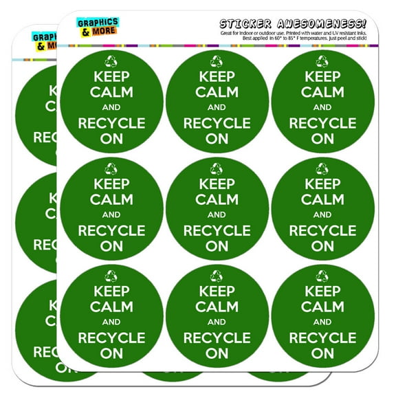 Keep Calm And Recycle On 2" Scrapbooking Crafting Stickers