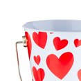 Valentine's Day White Tin Pail with Red Hearts & Handle, White Interior, by Way To Celebrate