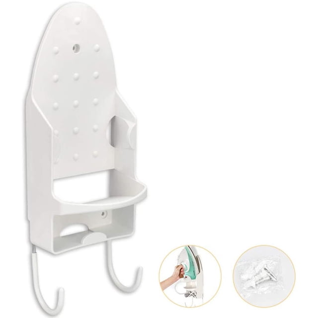 Soporte de pared para tabla de planchar con 2 ganchos, PBT, para guardar varias tablas de planchar y planchas, 13,3 x 29,4 cm