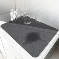 Super Absorbent Diatomite Drying Mat | Large 12x16 Inch Kitchen Counter Mat | Quick Dry Dish Rack Mat | Easy Clean Rubber Backing | Modern Gray Design