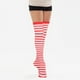 thumbnail image 2 of FELTECHELECTR Medias navideñas rojas y blancas con rayas hasta el muslo, por encima de la rodilla, para mujeres y niñas (talla única), 2 of 4