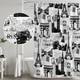 thumbnail image 5 of Paris Tower Shower Curtain, Waterproof Shower Curtains for Bathroom, Vintage Architectural Hand-Painted Aesthetic Washable Fabric Bathtub Curtain Set Bath Decor with 12 Hooks 72"x78", 5 of 8