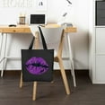 thumbnail image 2 of GOSMITH Woman Shopping Bag Large Capacity Shoulder Bag Purple Kissing Lipstick 14.1x15.7in, 2 of 6