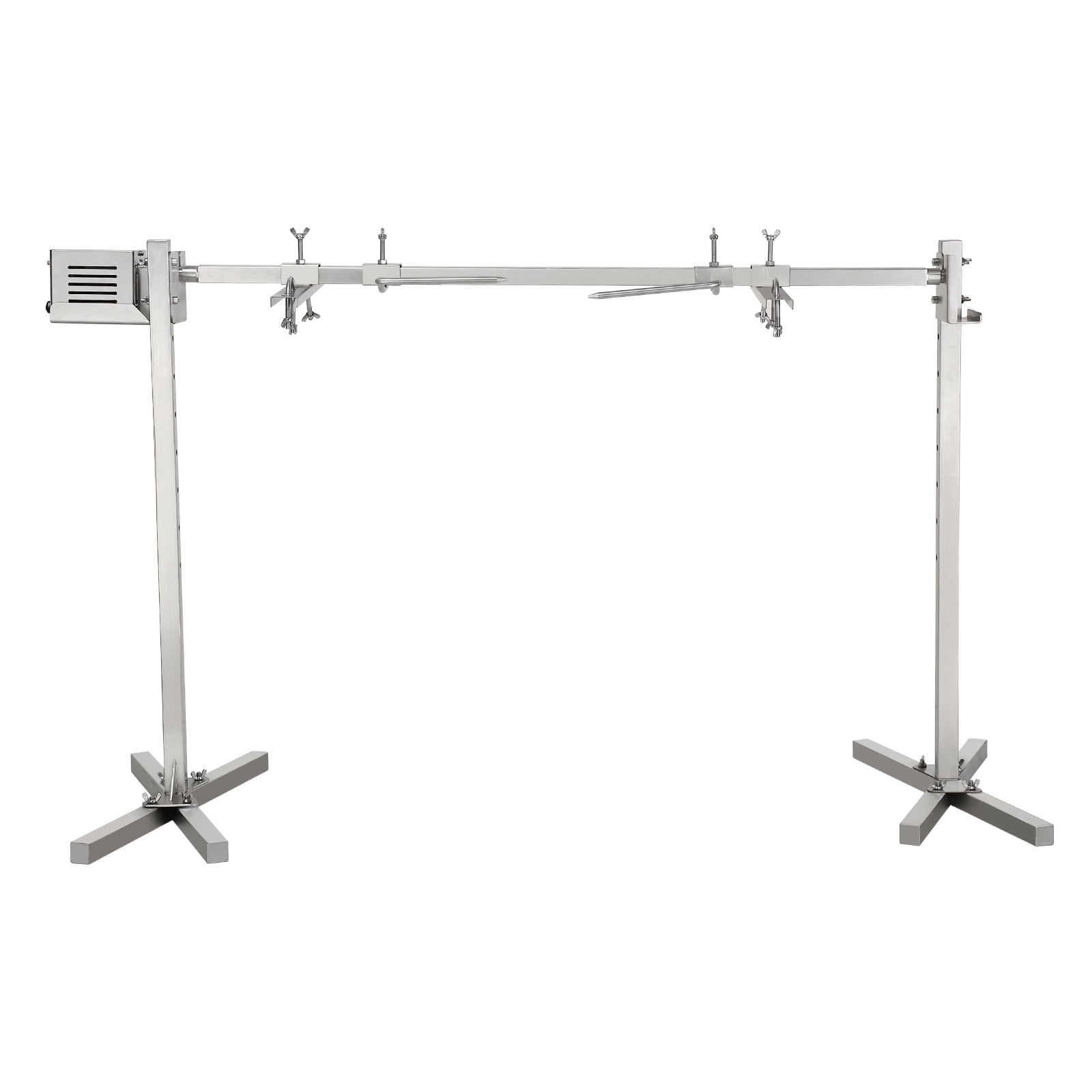 KFFKFF 42W 46 in Electric BBQ Rotisserie Grill Kit, 90lbs Capacity Heavy Duty Grilling, Height Adjustable Universal Roaster Stand, Automatic Stainless Steel Outdoor Grill Kit