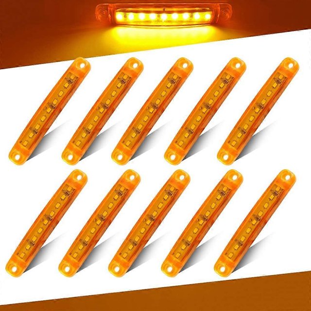 10Pcs Amber Side Light,12-24V 3.9' 9LED LED Side Marking Light Truck Trailer Lorry Tail Light Front and Rear Marking Warning Side Light