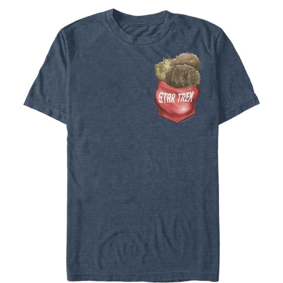 Men's Star Trek: The Original Series Tribbles Pocket Print  Graphic Tee Navy Blue Heather 2X Large