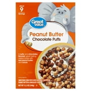 Great Value Peanut Butter Chocolate Puffs Cereal, 12.3 oz