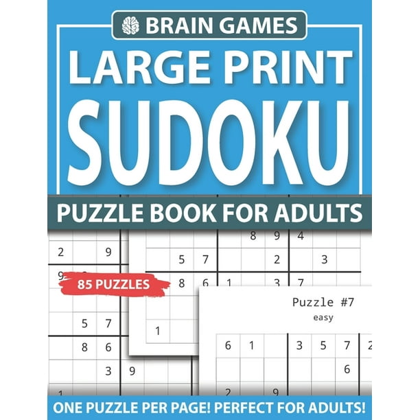 brain games large print sudoku puzzle book for adults large print sudoku puzzle book for seniors adults and teens easy to hard sudoku puzzles with solutions book 1 paperback walmart com