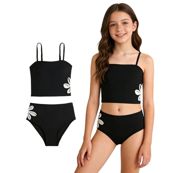 Two Piece Girl Swimsuit Bikini Sets Beach Floral Swimsuit Cute Swimsuit Girls 7-8 Years