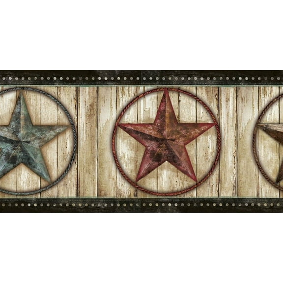 878354 Weathered Barn Star Wallpaper Border PUR44661b