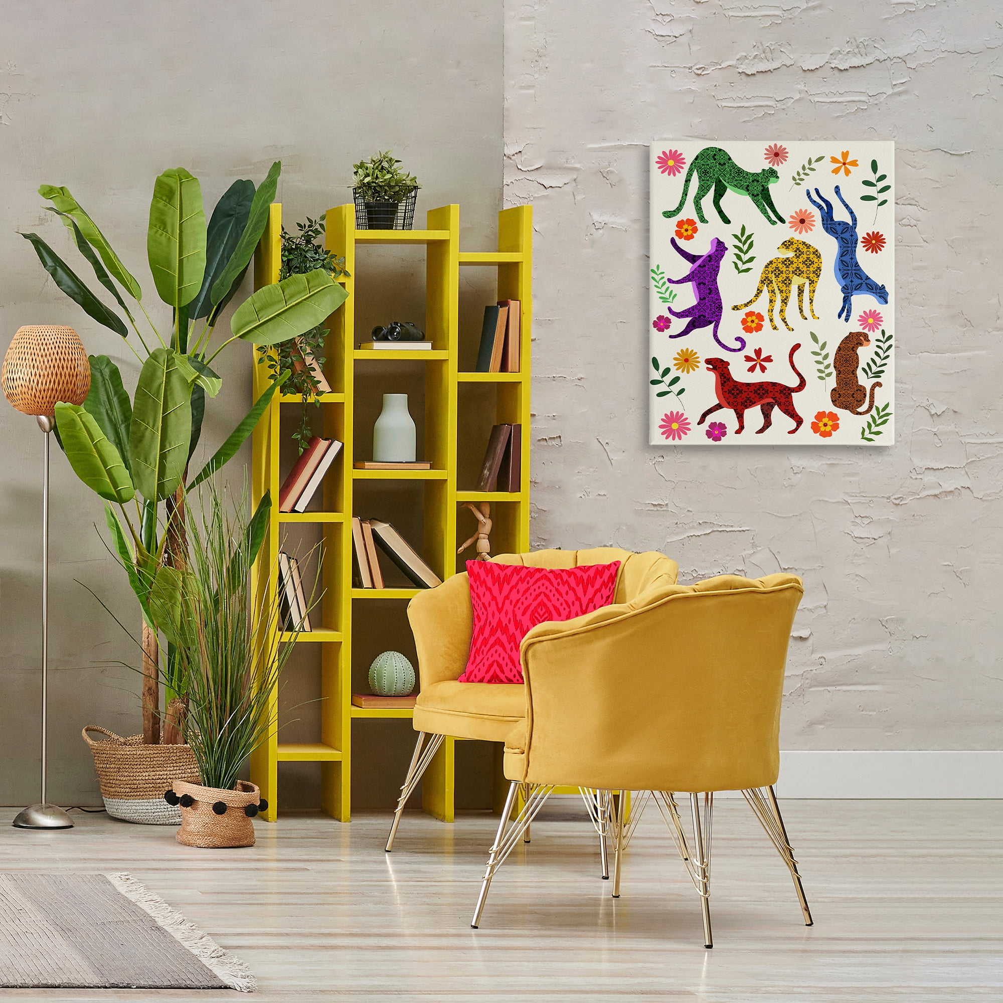 Stupell Industries Boho Patterned Cheetahs Animals & Insects Painting Gallery Wrapped Canvas Art Print Wall Art, 24 x 30