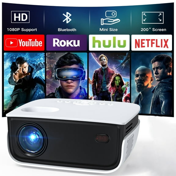 TOPVISION 1080P Mini Projector with Bluetooth,Keystone Correction,up to Support 240'' Screen