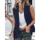 thumbnail image 5 of Chaleco Blazer Sin Mangas para Mujer, Informal, con Abertura Frontal, un Botón, Chaqueta de Verano con Bolsillos. Azul Marino M, 5 of 6