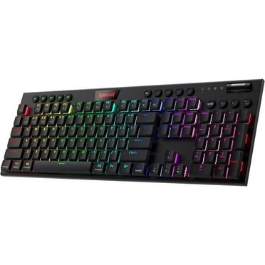 Redragon K618 Horus Wireless RGB Mechanical Keyboard, Bluetooth/2.4Ghz/Wired Low Profile Gaming Keyboards, Brown/Blue Switch