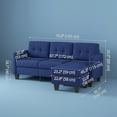 thumbnail image 3 of HOMCOM 3 Seater Sectional Sofa, Sectional Couch with Ottoman, Dark Blue, 3 of 10
