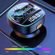 NAVOROGE Bluetooth 5.0 Car Wireless FM Transmitter Car Adapter QC3.0 & Type C PD USB Charger AUX with Hands-Free Calling & Audio Receiver, MP3 Music Player, 7 Colors LED Backlit