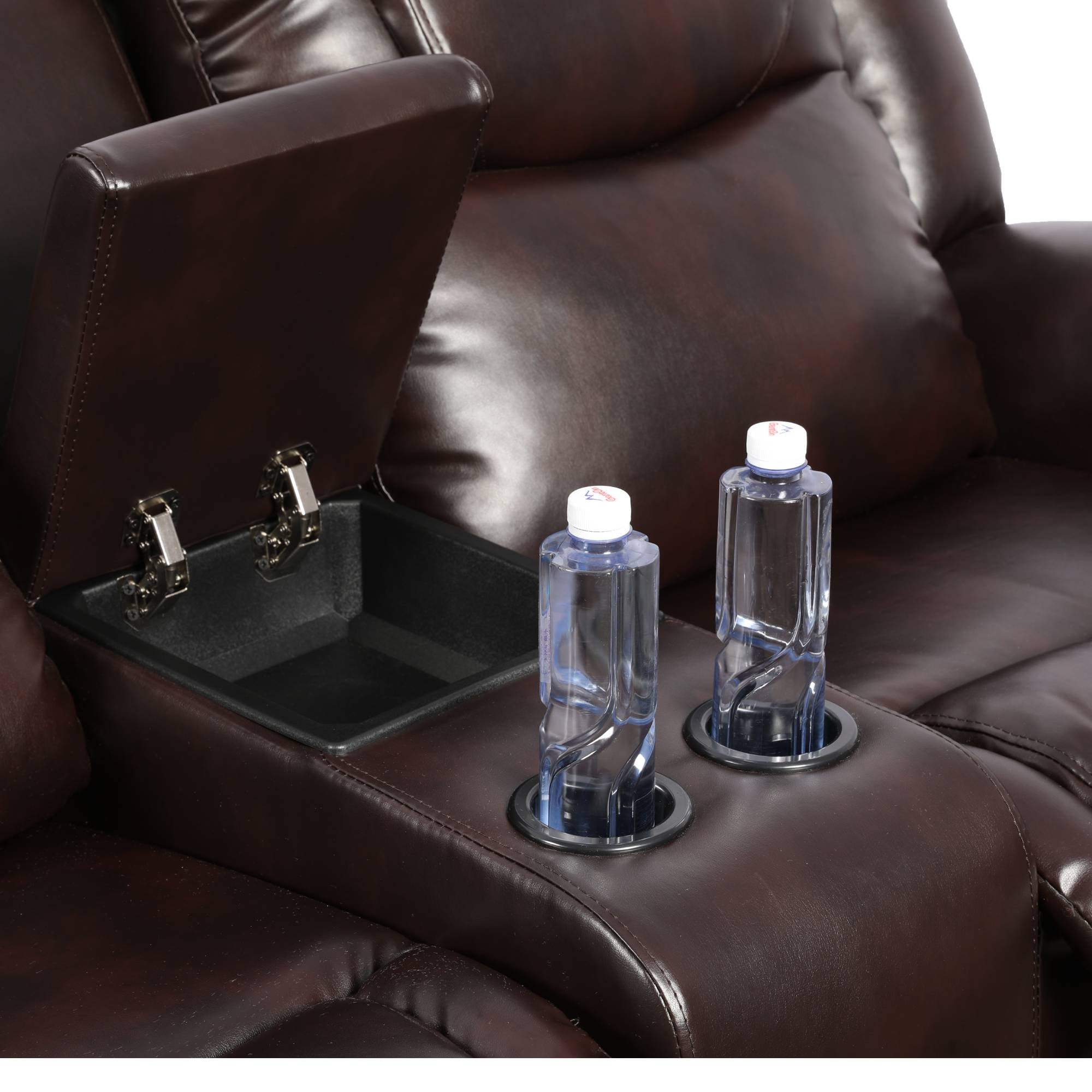 Manual Leather Recliner Loveseat Chair Reclining Sofa Chair, Home Theater Seating for Living Room, Espresso