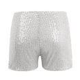 thumbnail image 5 of CIENVNSTG Women's High Waist Elastic Glitter Bottoms Sequins Straight Leg Sparkly Shorts for Cocktail Party Festive Gatherings And Fashion Scenes White White M, 5 of 6