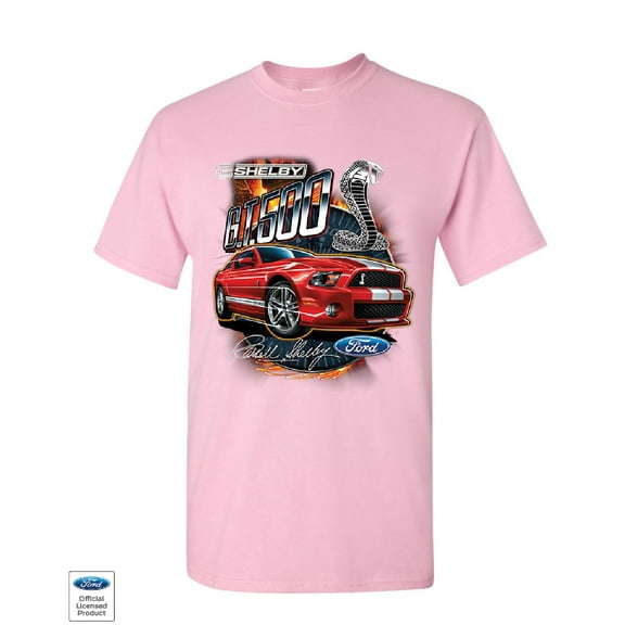 Tee Hunt Ford Mustang 2014 Shelby GT500 Cobra T-Shirt American Muscle Car Mens Shirt, Light Pink, Medium