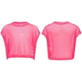 thumbnail image 7 of Zaldita Kids Girls Mesh Crop Tops Short Sleeve Hollow Out Fishnet Jazz Ballet Disco Dance Tank Tops T Shirts Blouse Pink 15-16, 7 of 7