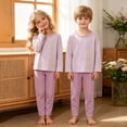 thumbnail image 6 of Wenfanal Kids Boys Pajamas Kids Girls Pajamas Set Boys Girls Pajama Set Comfortable Soft Fashion Home Pajama Set Size 4-5 Years,Purple, 6 of 9