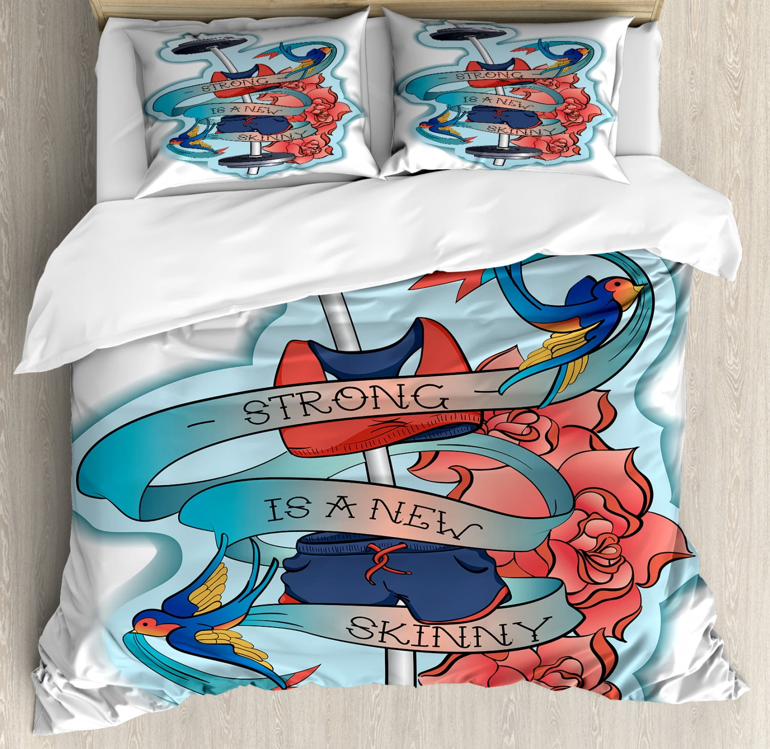 Fitness Duvet Cover Set Strong Is A New Skinny Artistic