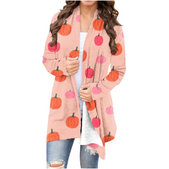 skpabo Halloween Cardigans for Women Long Sleeve Open Front Cardigans Spider Web Bloodstain Print Lightweight Draped Loose Shawl Blouse Outerwear