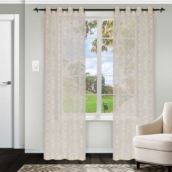 Argyle Sheer Panel Curtains (Set Of 2)