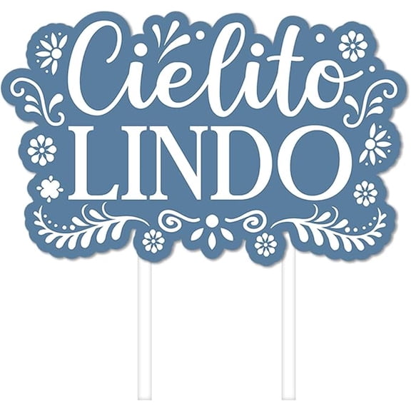 Cielito Lindo Cake Topper, Cielito Lindo Party Decorations Blue Papel Picado Cake Pick Mexican Theme Cake Decoration for Boys Baby Shower Mexican Cinco de Mayo Fiesta