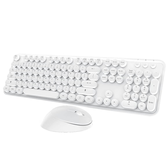 Combo de teclado y ratón inalámbrico Kootop Cute White 104 teclas