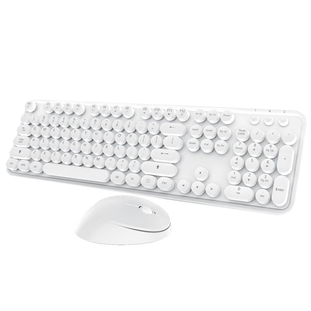 Combo de teclado y ratón inalámbrico Kootop Cute White 104 teclas