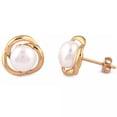 thumbnail image 1 of Yellow Gold Plated With Freshwater Pearl Center Stone Silver Earrings, 1 of 1