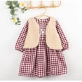 thumbnail image 5 of StylesILove Baby Toddler Girls Red & White Plaid Long Sleeve Dress and Fleece Vest 2pcs Winter Holiday Dressy Outfit (6), 5 of 6