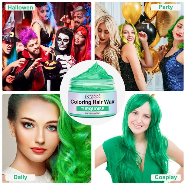ikzee Coloring Hair Wax, Green - Hair Styling Clay Washable