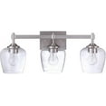 thumbnail image 3 of Craftmade 12422SB3 Stellen Clear Seeded Glass Bathroom Vanity Lighting, 3-Light 180 Total Watts, 9"H x 22"W, Satin Brass, 3 of 6