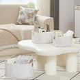 thumbnail image 5 of Wicker Storage Basket, Set of 3 Hand-Woven Paper Rope Storage Baskets for Organizing, Round Storage Basket With Handles, Large Wicker Storage Organizer Bins Baskets for Shelves & Decor, White, 5 of 14