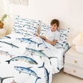 thumbnail image 3 of Feelyou Watercolor Sea Fish Queen Sheet Sets for Kids Boys Girls, Coastal Animal Bed Set, White Blue, 4 Pieces, 3 of 5