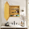 thumbnail image 5 of Soges Bathroom Medicine Cabinet with 3 Adjustable Storage Shelves, Wall Mounted Mirror Cabinet, Built-In Mirror Cabinet Medicine Cabinet, Hexagonal Bathroom Mirror Cabinet, 24x34 Inches, Gold, 5 of 10