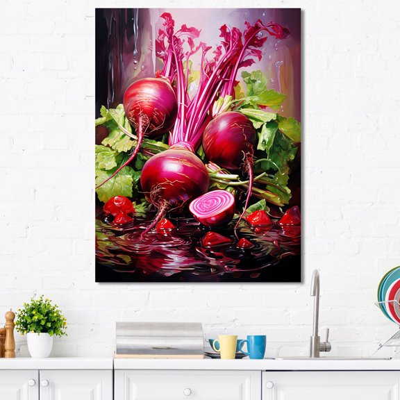 Designart "Treasured Burgundy Beetroots IV" Vegetables Canvas Wall Art