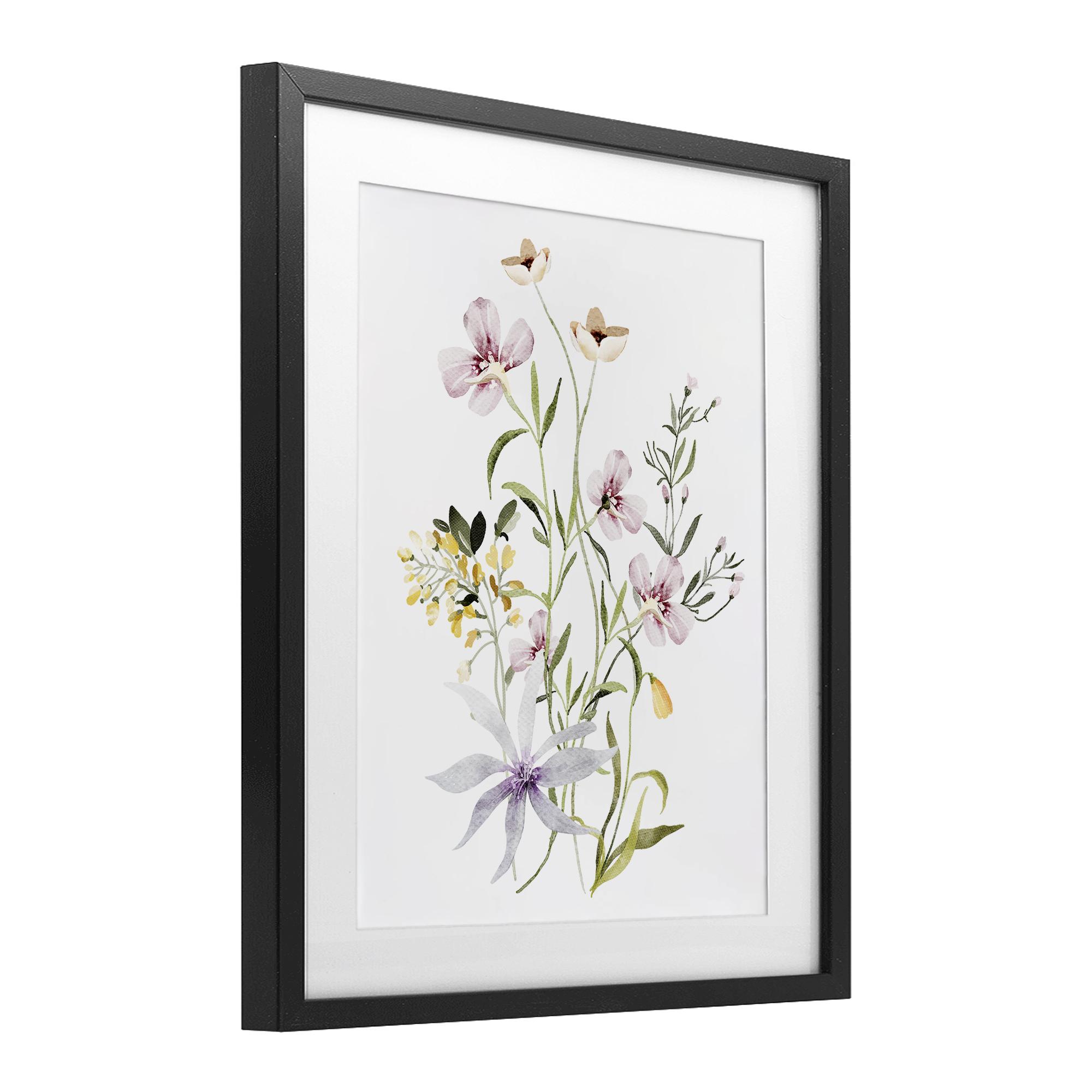 Floral Foliage Bundle Black Framed Print Under Glass, design by Lettered and Lined