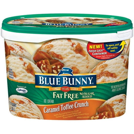 Blue Bunny Fat Free No Sugar Added Caramel Toffee Crunch Ice Cream, 1.