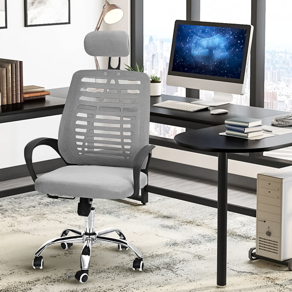 Details about   Office Chair Ergonomic Computer Task Desk Chair Mid Back Height Swivel Mesh Seat 