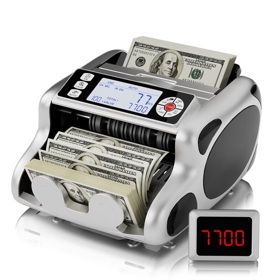 Fitop Money Counter Machine, Dollar, Euro Value Count UV/MG/IR/DD/VI/FA Pro Grade Cash Counterfeit Detectors with Backlit LCD Display, Add/Batch/Auto/Manual Modes Money Counting Machine