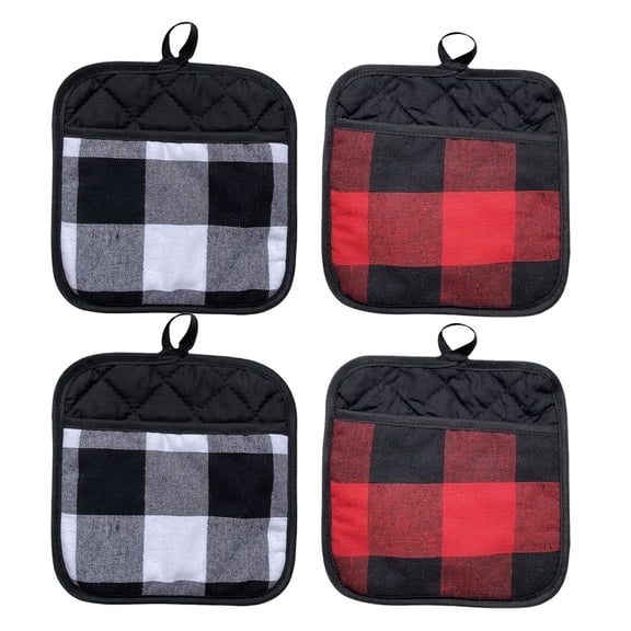 4pcs Square Oven Mitts Pot Holders Multi-use Oven Gloves Heat Resistant Non-slip Mitts