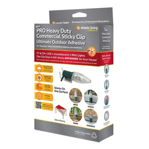 Simple Living Heavy Duty Commercial Grade Sticky Clips -1.75" - Clear - Set of 25