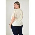 thumbnail image 3 of Blusa con detalle plisado Roman Fashion /Tallas Extras, 2761 (Hueso) crema 40, 3 of 6